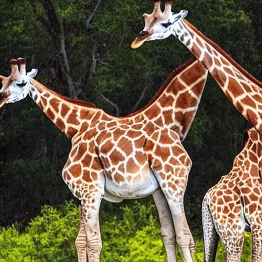 Prompt: three giraffes having a cool birthday party, photo, highly detailed