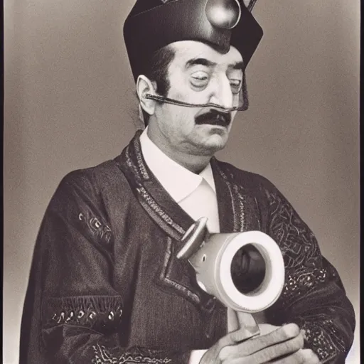 Image similar to A Ottoman cyborg, portrait, by Nam June Paik, Man Ray, Annie Liebovitz