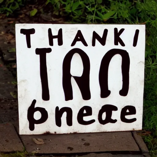 Prompt: thank you sign.