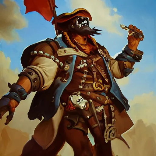 Image similar to greg manchess portrait painting of partially armored undead pirate captain lechuck as overwatch character, medium shot, asymmetrical, profile picture, organic painting, sunny day, matte painting, bold shapes, hard edges, street art, trending on artstation, by huang guangjian, gil elvgren, ruan jia, greg rutkowski, gaston bussiere