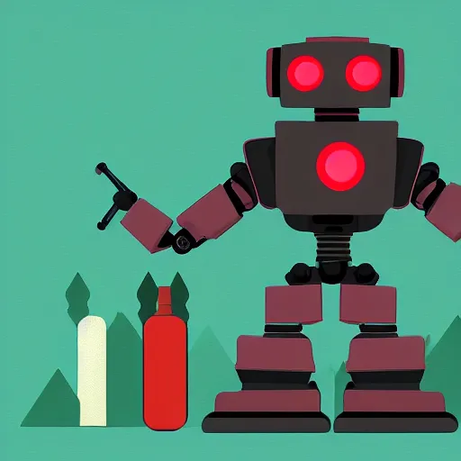 Prompt: killer robot, flat illustration