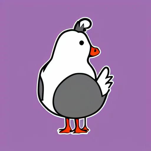 Prompt: cute goose, cute face, full body, chubby, sticker concept design