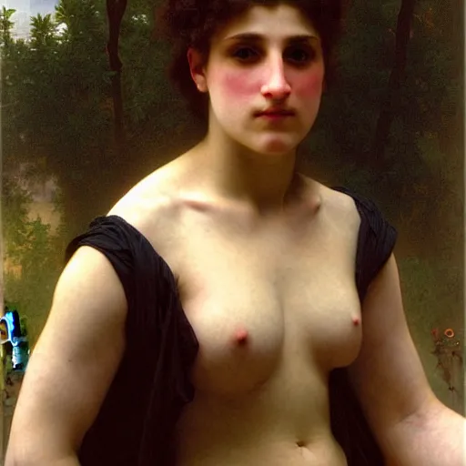 Prompt: solarpunk portrait of a butch woman by william adolphe bouguereau