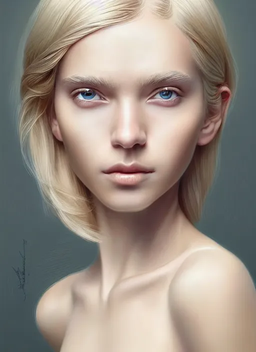 Prompt: symmetry!! portrait of young woman blessed with ever - increasing physical and mental perfection, slice - of - life, realism, blonde hair, perfect face!! intricate, elegant, highly detailed, vision of holy perfection!! digital painting, artstation, concept art, smooth, sharp focus, illustration, humanity, art by artgerm and greg rutkowski and alphonse mucha