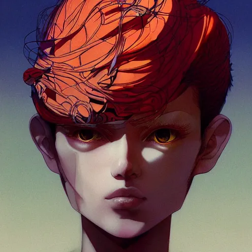 Image similar to prompt : fashion tv character portrait soft light painted by james jean and katsuhiro otomo and erik jones, inspired by akira anime, smooth face feature, intricate oil painting, high detail illustration, sharp high detail, manga and anime 1 9 9 9