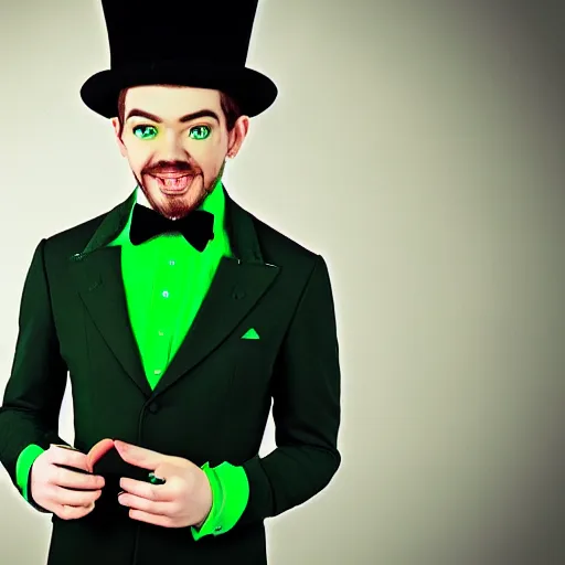 jacksepticeye wearing green top hat and green outfit | Stable Diffusion ...