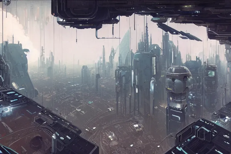 Prompt: off world colonies by ian mcque, matte, masterpiece, atmospheric, wide angle shot