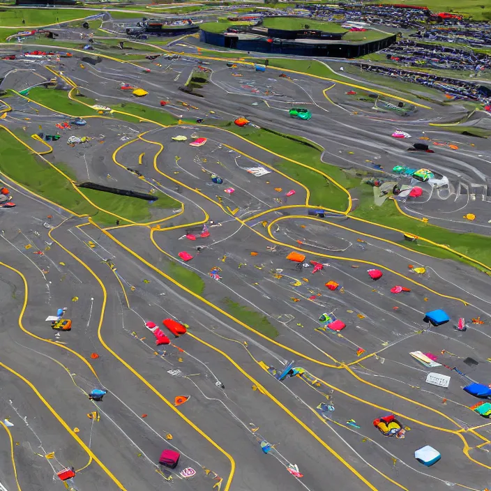 Prompt: 2d cartoon racetrack overhead view