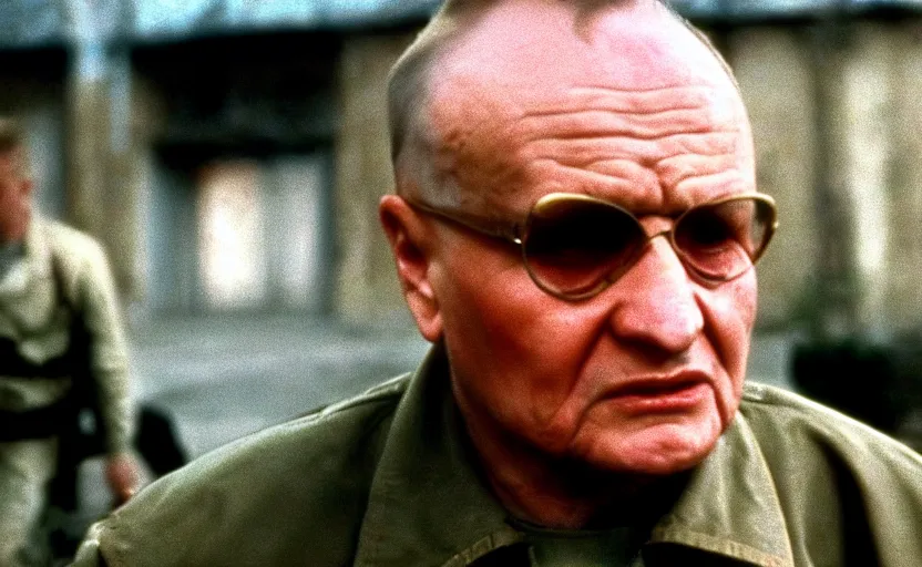 Image similar to Old Karol Wojtyła in a still from the movie Full Metal Jacket (1987), 4k, high quality