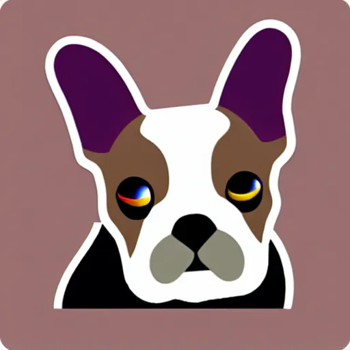 Image similar to colour emoji of a french bulldog, digital icon