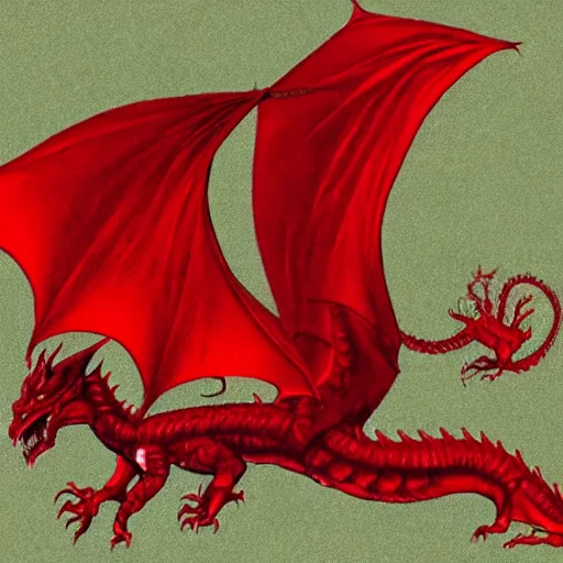 Prompt: a huge red dragon in the style of frank frazzetta