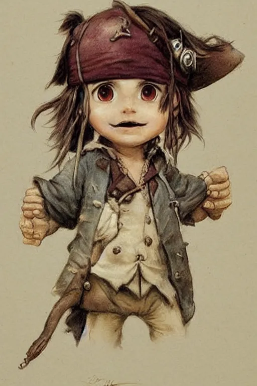 Image similar to ( ( ( ( ( 1 9 5 0 s chibi cute baby jack sparrow. muted colors. ) ) ) ) ) by jean - baptiste monge!!!!!!!!!!!!!!!!!!!!!!!!!!!