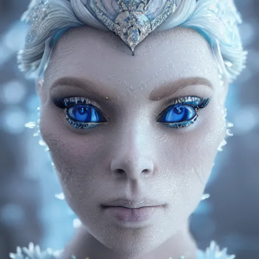 Image similar to the ice queen, 4 k, intricate detailed, jaw dropping, gorgeous, surreal, octane render