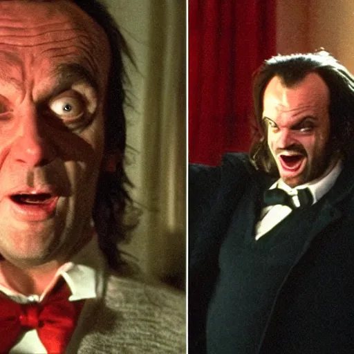 Prompt: Donald Trump as Jack Torrance doing the Here's Johnny! scene in The Shining