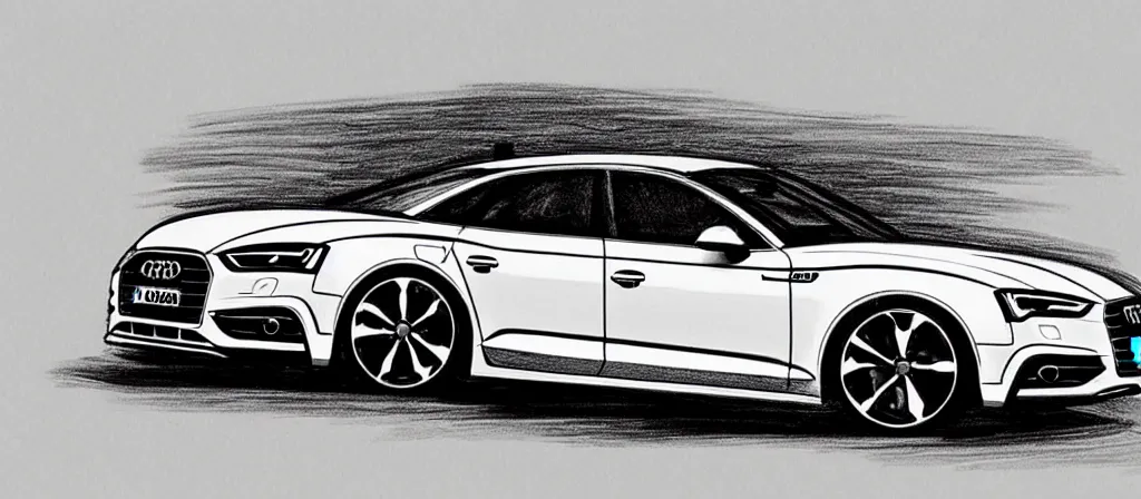 Image similar to a hand - drawn sketch of an audi s 5 sportback.