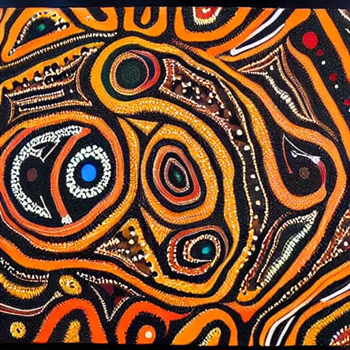 Image similar to earth painted in the style of australian aboriginal art, detailed painting, dot painting, dreamtime, indigenous, ochre papunya tula,