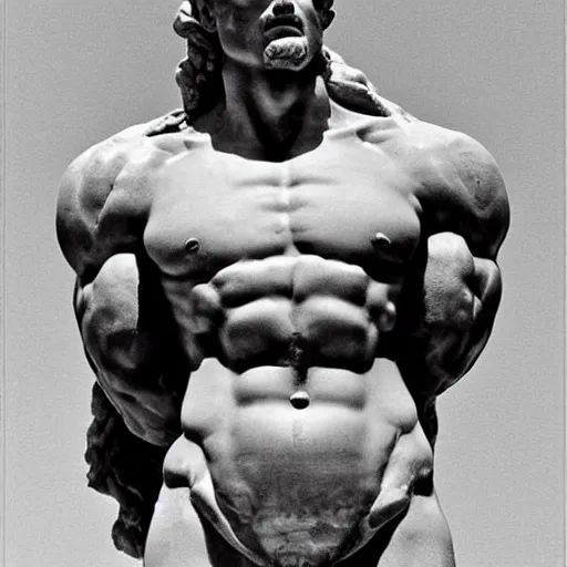 Image similar to benjamin netanyahu as a muscular perfect chiseled marble greek statue, by michelangelo