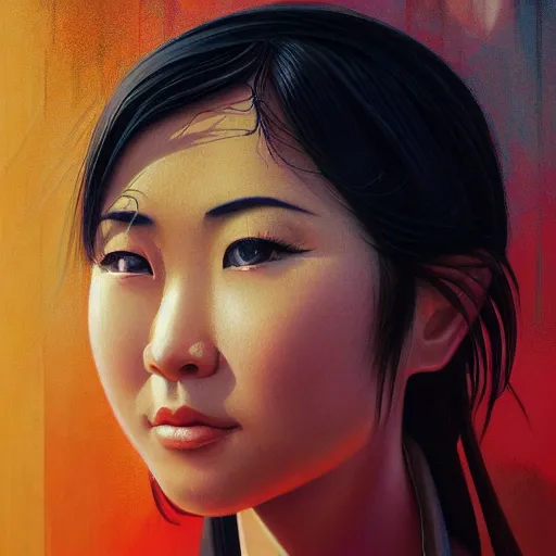 Image similar to detailed face of an asian woman, clockwork, moment, tectonic sky, skydome, bullet train, turbines, utopian, tech noir, wet reflections, prism, atmospheric, ambient, pj crook, syd mead, livia prima, artgerm, greg rutkowski, nick alm, casey baugh