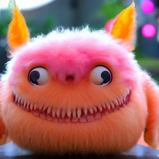 Prompt: an alien with a face that looks like a fuzzy peach the peach is fuzzy pink warm and ripe the alien has horns and a mean smile the alien has chicken feet cruel smile, 4k, highly detailed, high quality, amazing, high particle effects, glowing, majestic, soft lighting