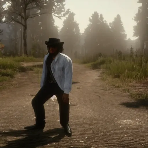 Prompt: michael jackson in red dead redemption 2