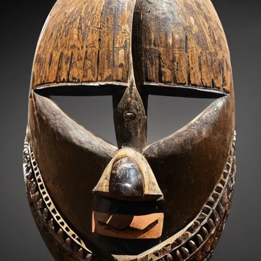 Image similar to African mask in a museum, photography, realistic 4k