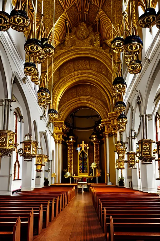 Image similar to photo inside a church, ornate, highly detailed