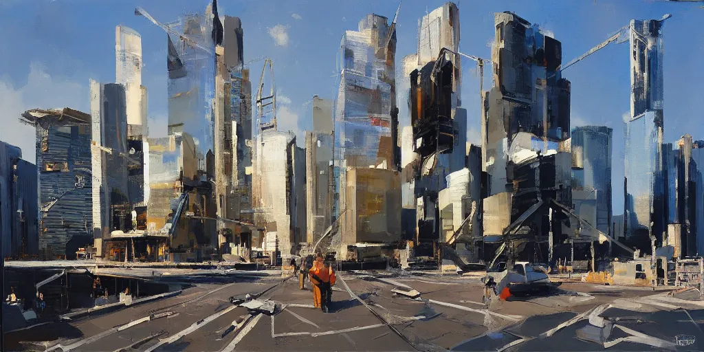 Prompt: construction, futuristic, scifi. by ben aronson