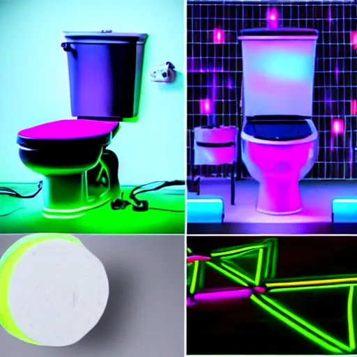 Image similar to gaming toilet paper, neon, sleek, RGB lights