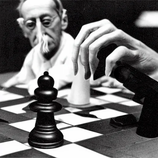 Image similar to Marcel Duchamp working on a low poly wireframe mesh model chess piece