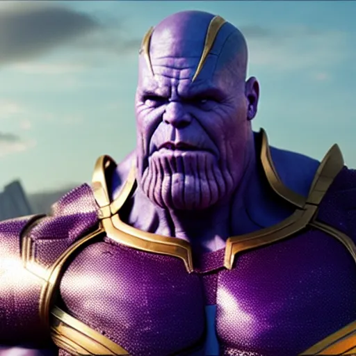 Image similar to thanos in a scene from the movie avengers, a colorized photo by michelangelo, trending on cg society, antipodeans, # vfxfriday, 8 k resolution, uhd image