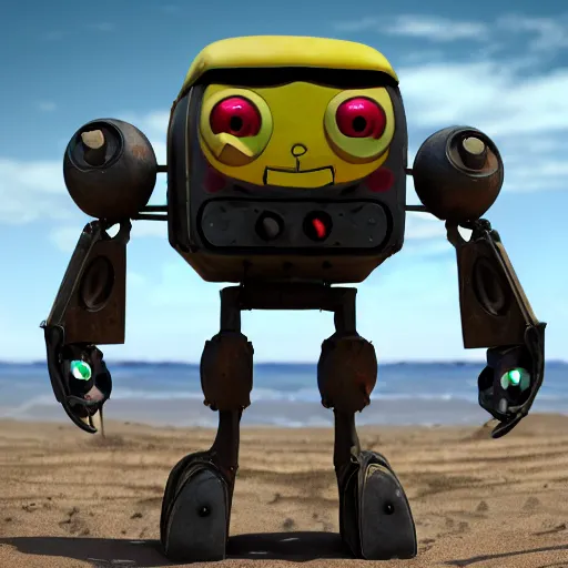 Image similar to mech inspired by spongebob, 4 k realistic photo