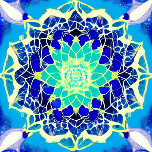 Prompt: A mandala of a lotus flower, digital art
