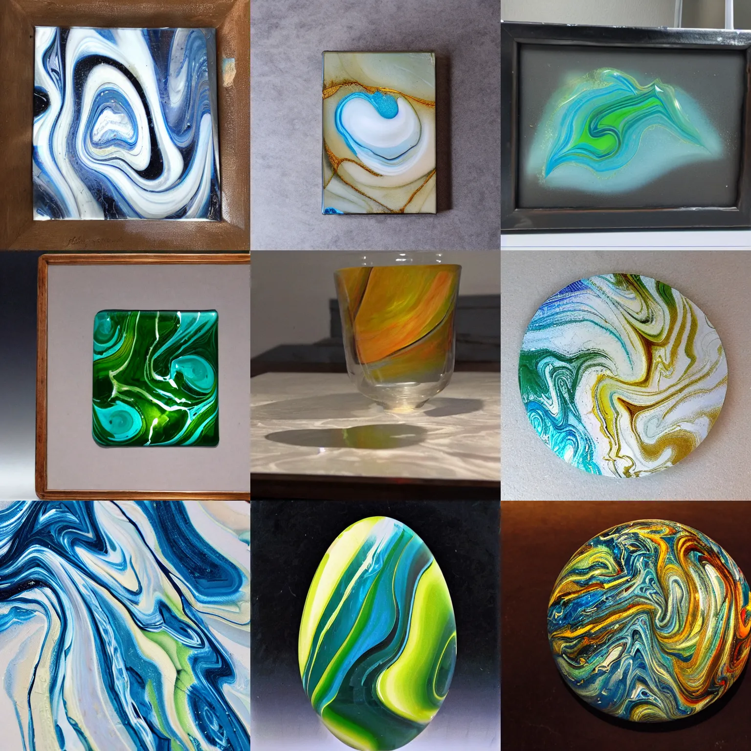 Prompt: paint pour style of a glass marble