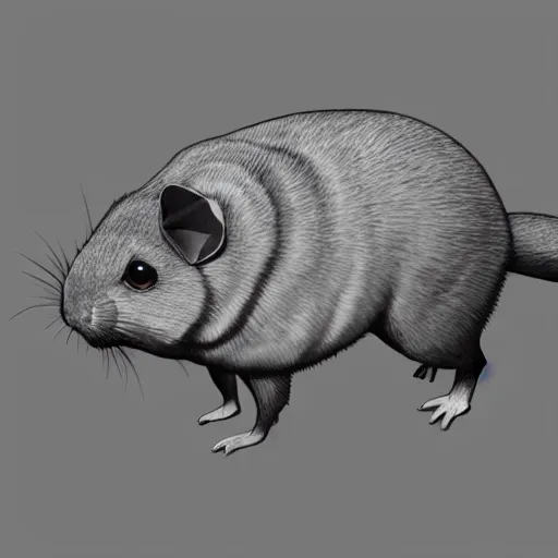 Image similar to low polygon isometric view of a chinchilla