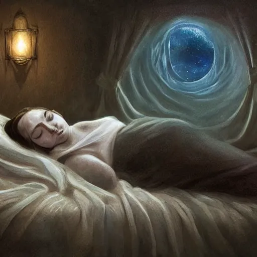 Prompt: Slowly We Fell Into Slumber And I Held You Until the End Of Time, artstation hall of fame gallery, editors choice, #1 digital painting of all time, most beautiful image ever created, emotionally evocative, greatest art ever made, lifetime achievement magnum opus masterpiece, the most amazing breathtaking image with the deepest message ever painted, a thing of beauty beyond imagination or words