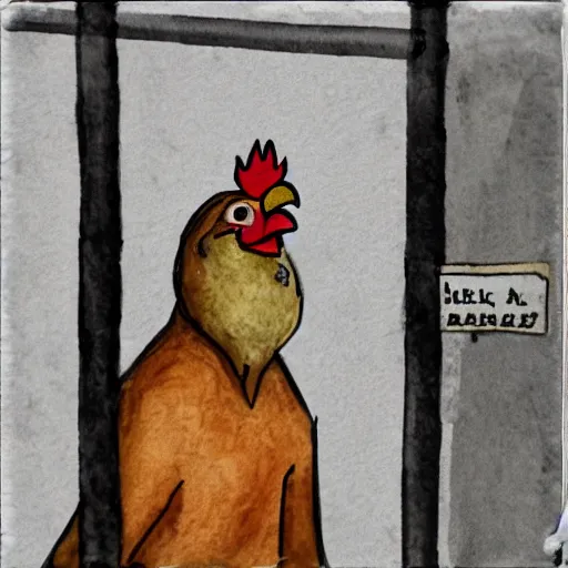 Image similar to prisoner wearing chicken face