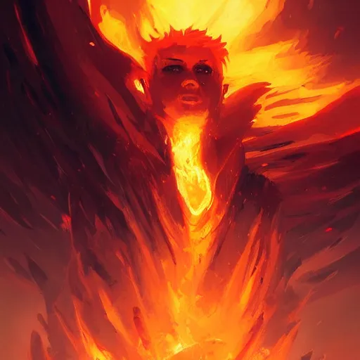 Prompt: Fiery essence, Greg Rutkowski