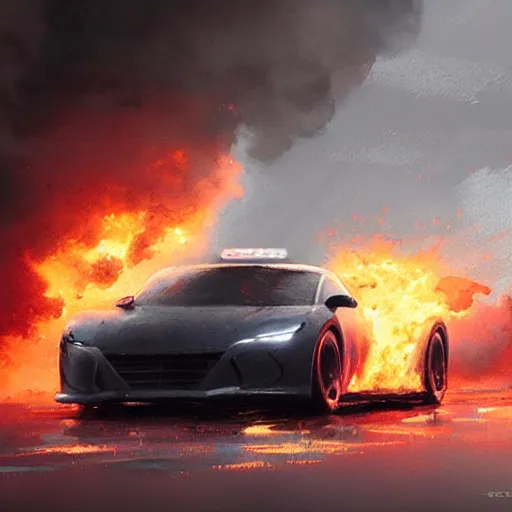 Image similar to a car on fire by greg rutkowski