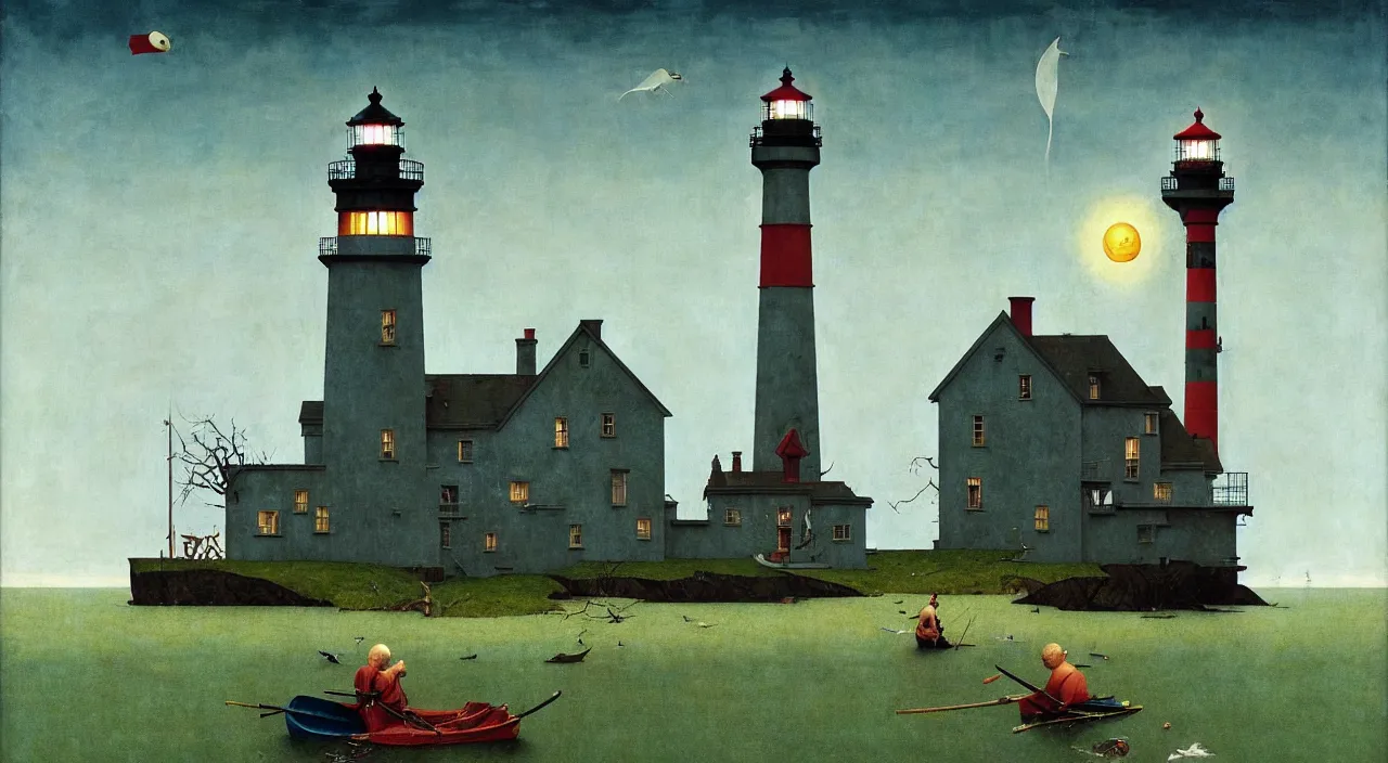 Prompt: single flooded simple!! lighthouse anatomy, very coherent and colorful high contrast masterpiece by norman rockwell franz sedlacek hieronymus bosch dean ellis simon stalenhag rene magritte gediminas pranckevicius, dark shadows, sunny day, hard lighting