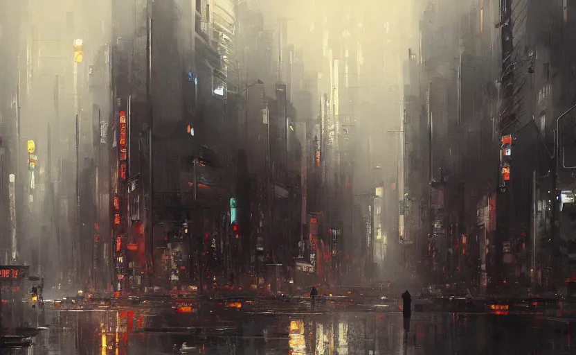 Image similar to A painting of Tokyo trending on artstation in the style of Greg Rutkowski