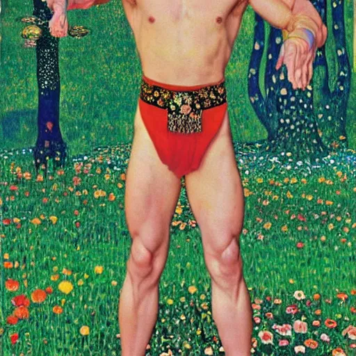 Prompt: a masterpiece full body portrait of jean Claude van Damme doing martial arts in an enchanted mushroom forest, by gustav klimt and nobuyoshi araki and Salvador dali and Leonardo da Vinci