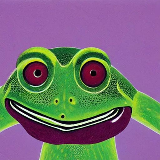 Prompt: Portrait of a frog from Centre Pompidou exhibition catalog