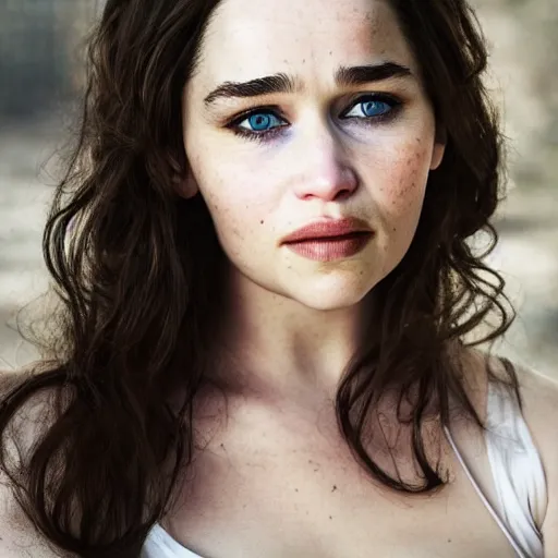 Image similar to a woman who is a genetic combination of emilia clarke and jennifer lawrence abd laura bailey and pokimane, medium shot, detailed eyes,