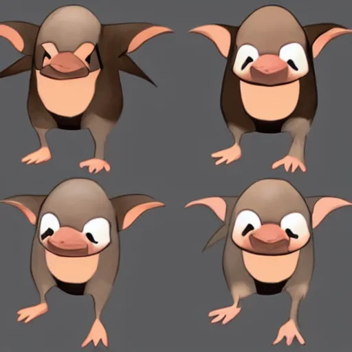 Prompt: character design of cute niffler, cartoon style, like goblin nft