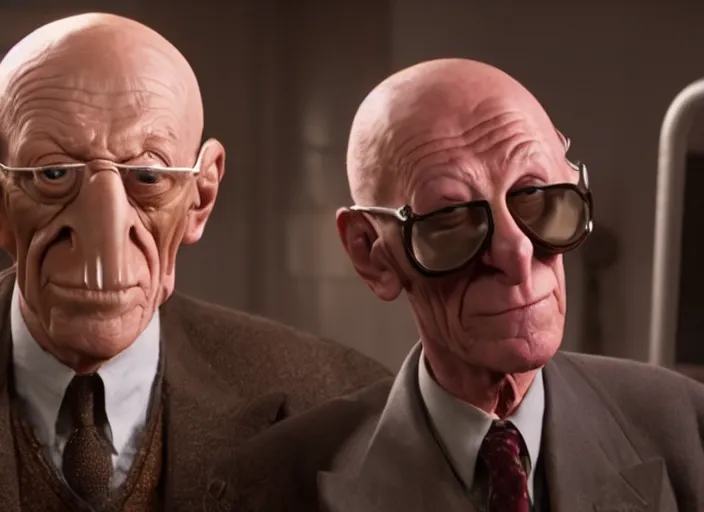 Image similar to film still of real life professor farnsworth in the scifi movie, 4 k