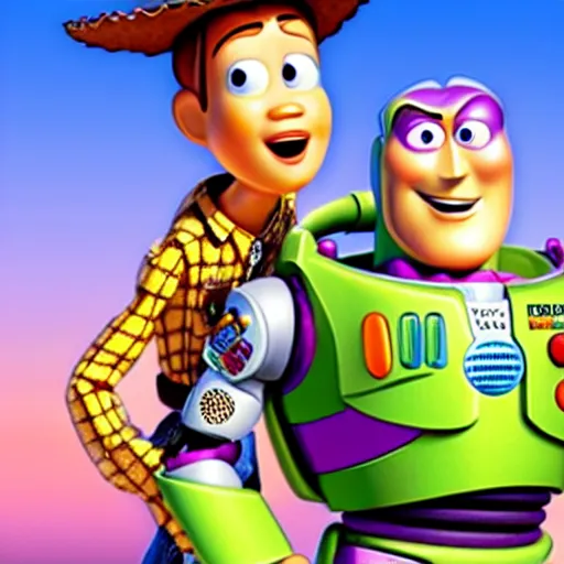 Image similar to if woody and buzz from toy story had a child together pixar animation hd