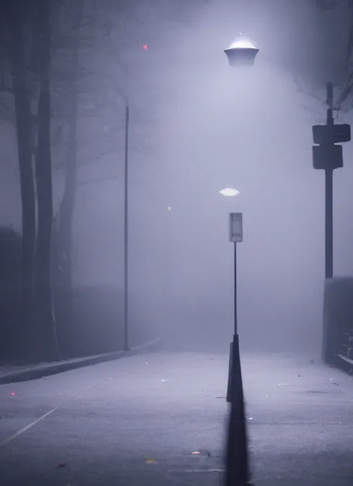 Image similar to a lonely duck under a street light, fog, still from a movie by bong joon - ho