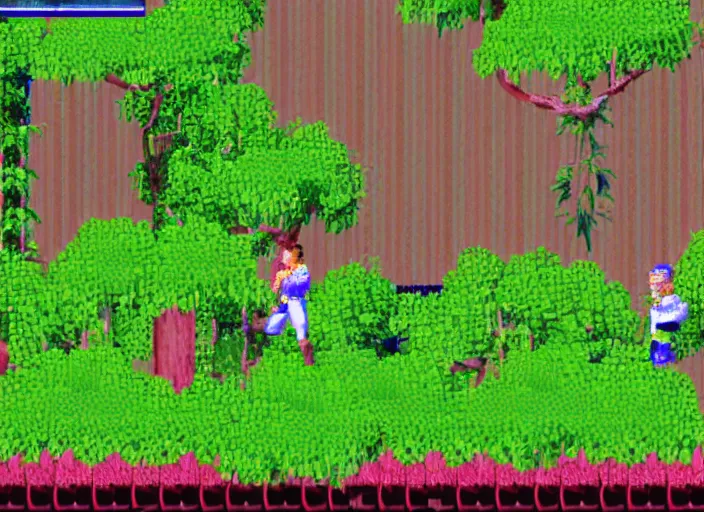 Image similar to screenshot of a sega saturn game about robot gardeners