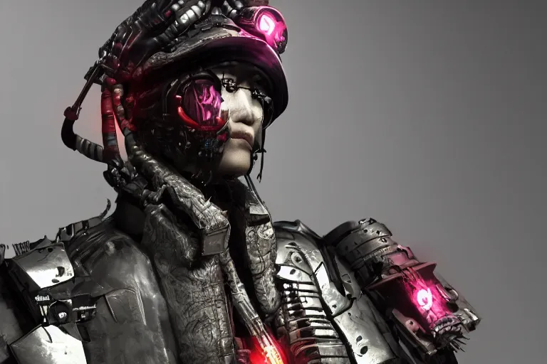 Image similar to cyberpunk samurai, neon armor, 8k, photorealistic, high resolution, highly detailed, render