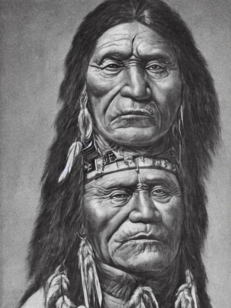 Image similar to Chief of the Native American tribe, portrait by David friedric